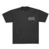 The front of the Imagine Dragons Loom World Tour 2024 T shirt features a minimalist design with the bands name in bold blue and yellow text on the left chest Below it Loom World Tour 2024 is printed in smaller yellow letters adding a subtle yet stylish tour detail to the black tee