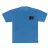 Front of the Imagine Dragons Hollywood Bowl event tee in blue featuring a minimalist black text design on the left chest The print includes LOOM 24 along with event details giving it a sleek and modern look