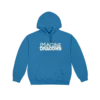 Blue Imagine Dragons Mercury Globe Pullover Hoodie featuring a bold white band logo on the front The hoodie has an adjustable drawstring hood a kangaroo pocket and ribbed cuffs for a cozy fit