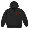 A black Imagine Dragons Mercury World Tour hoodie featuring a minimalist front design The left chest area has a circular red graphic with IMAGINE DRAGONS LAS VEGAS 091022 surrounding a silhouette of a performer The hoodie includes a drawstring hood ribbed cuffs and a front kangaroo pocket